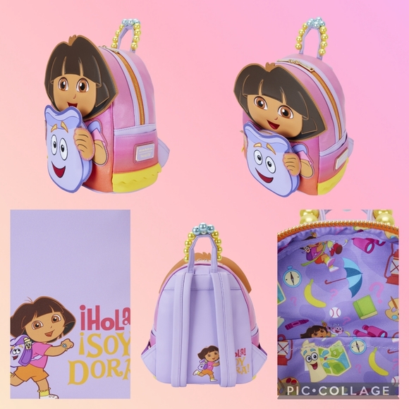 LOUNGEFLY Dora the Explorer Mini Backpack & Map Large Card Holder - Picture 2 of 8